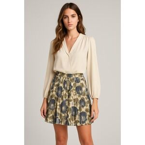 August Silk Skirt Womens‎ 14 Soft Pleated Floral Short Cottagecore Old Money